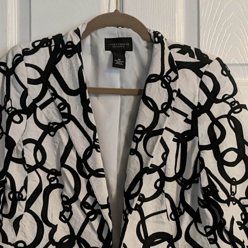 Investments Petites black white jacket blazer - Picture 3 of 5